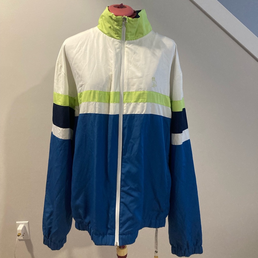 OVO Royal Blue and White Nylon Track Jacket